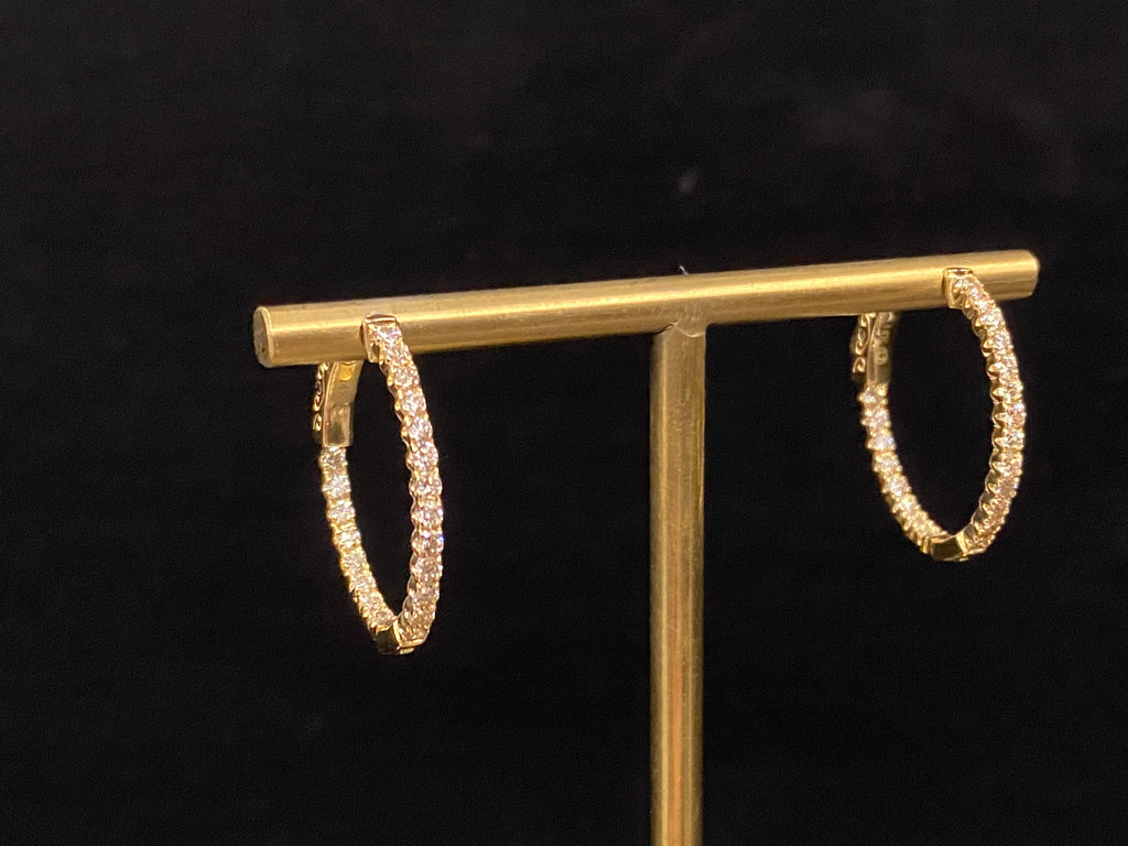 Yellow gold in & out diamond hoops