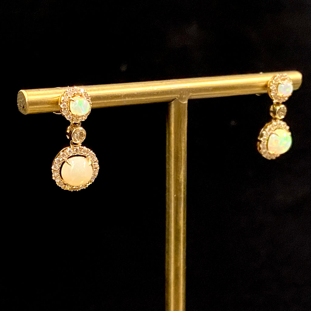Opal & Diamond Dangles