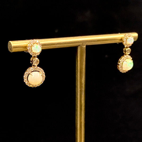 Opal & Diamond Dangles